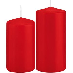 Trend Candles - Stompkaarsen set 2x stuks rood 12 en 15 cm