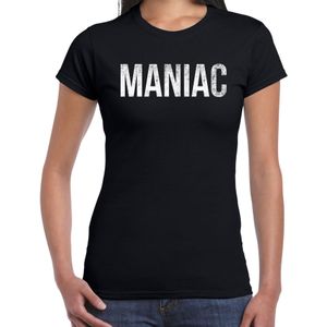 Maniac halloween verkleed t-shirt zwart voor dames - horror shirt / kleding / kostuum