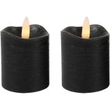Countryfield LED kaarsen/stompkaarsen - 4x st - zwart - D5 x H7,2 cm - timer - warm wit