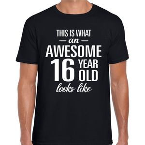 Awesome 16 year - geweldig 16 jaar cadeau t-shirt zwart heren -  Verjaardag cadeau