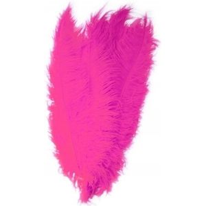 Grote veer/struisvogelveren fuchsia roze 50 cm - Carnaval feestartikelen - Sierveren/decoratie veren - Charleston veer