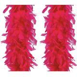 Veren Boa - 2 stuks - Carnaval verkleedaccessoire - roze - 180 cm