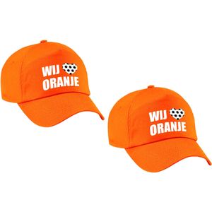 2x stuks Nederland fan cap / pet - wij houden van oranje - kinderen - EK / WK - Holland voetbal supporter petje / kleding