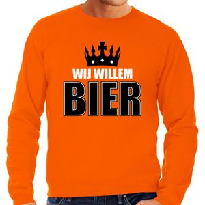 Grote maten Koningsdag sweater Wij Willem bier - oranje - heren - koningsdag outfit / truien