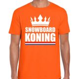 Oranje snowboard koning apres ski shirt met kroon heren - Sport / hobby kleding