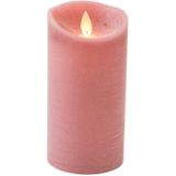 2x Antiek roze LED kaars / stompkaars 15 cm - Luxe kaarsen op batterijen met bewegende vlam