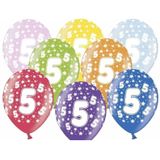Partydeco 5e jaar verjaardag feestversiering set - 12x ballonnen en 2x feestslingers