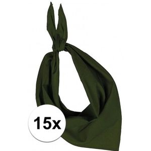 15x Zakdoek bandana olijf groen - hoofddoekjes