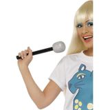 Neppe microfoon 30 cm - zwart/zilver - Namaak playback - Carnaval microphone - Disco verkleed feest