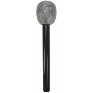 Neppe microfoon 30 cm - zwart/zilver - Namaak playback - Carnaval microphone - Disco verkleed feest