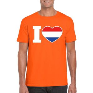 Oranje I love Holland supporter shirt heren - Oranje Koningsdag/ Holland supporter kleding
