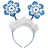 Set van 4x stuks kerst diadeem/tiara blauw met sneeuwvlokken - Dames en meisjes - Kerst verkleed accessoires