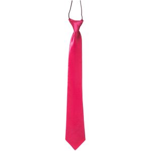 Partychimp Carnaval verkleed accessoires stropdas zijdeglans - fuchsia roze - polyester - heren/dames