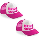 8x stuks roze fuchsia vrijgezellenfeest snapback cap/ truckers pet Bride Squad dames - Vrijgezellen petjes / caps