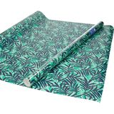 3x rollen inpakpapier groen met donker blauwe bladeren design - 70 x 200 cm - kadopapier / cadeaupapier