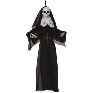 Horror decoratie hangend skelet non 50 cm - Halloween thema versiering nonnen poppen
