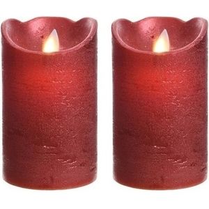 2x LED Kaarsen/Stompkaarsen Kerst Rood 12 cm Flakkerend - Kerst Diner Tafeldecoratie