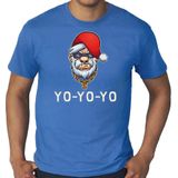Grote maten Gangster / rapper Santa fout Kerstshirt / Kerst t-shirt blauw voor heren - Kerstkleding / Christmas outfit