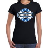 Have fear Greece is here t-shirt met sterren embleem in de kleuren van de Griekse vlag - zwart - dames - Griekenland supporter / Grieks elftal fan shirt / EK / WK / kleding