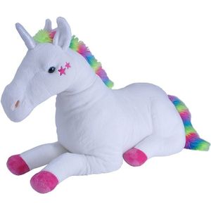 Jumbo pluche witte eenhoorn knuffel 76 cm - Eenhoorns fantasiedieren knuffels - Speelgoed voor kinderen