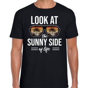 Sunny side feest t-shirt / shirt Look at the sunny side of life voor heren - zwart - Beach party outfit / kleding/ verkleedkleding/ carnaval shirt