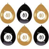 Haza - Feestartikelen verjaardag 40 jaar 24x mix ballonnen zwart/goud