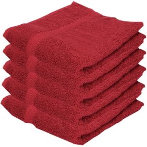 5x Voordelige handdoeken rood 50 x 100 cm 420 grams - Badkamer textiel badhanddoeken