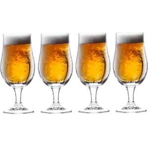 8x Bierglazen op voet 370 ml - speciaalbier glazen 18 cm hoog