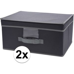 2x Grijze opbergdozen/opbergboxen 39 cm - Opbergen - opbergmanden voor kledingkast