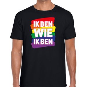 Gay pride Ik ben wie ik ben t-shirt - zwart regenboog shirt voor heren - Gay pride