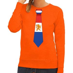 Oranje Holland stropdas sweater / trui dames - Oranje Koningsdag/ supporter kleding