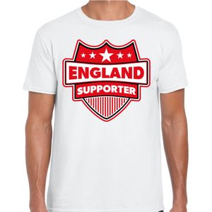 England/UK supporter schild t-shirt wit voor heren - Engeland landen t-shirt / kleding - EK / WK / Olympische spelen outfit