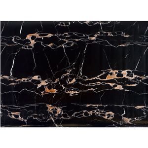 Decoratie plakfolie - marmer patroon zwart/goud - 45 cm x 2 m - zelfklevend