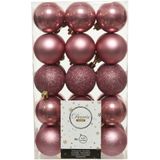 Kerstversiering kunststof kerstballen oud roze 4-6 cm pakket van 46x stuks - Kerstboomversiering