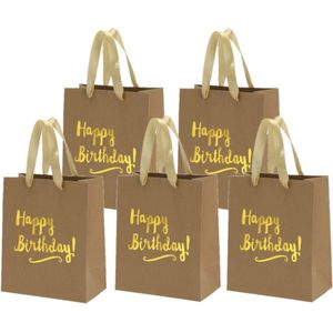 Set van 12x stuks papieren verjaardag giftbags/cadeau tasjes Happy Birthday 20 x 24 x 11 cm - cadeau tassen