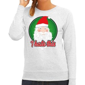 Foute Kersttrui / sweater - I hate this - grijs voor dames - kerstkleding / kerst outfit