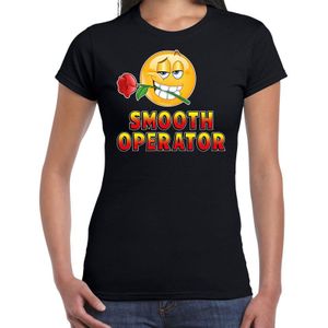 Funny emoticon t-shirt Smooth operator zwart voor dames - Fun / cadeau shirt