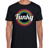 Funky verkleed t-shirt zwart voor heren - discoverkleed / party shirt - Cadeau voor een disco liefhebber
