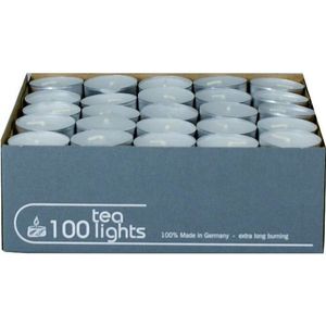 100x Witte theelichtjes/waxinelichtjes 5 branduren - Geurloze kaarsen