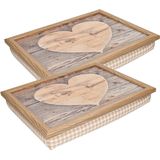 2x Schootkussen/laptray hart houtprint 43 x 33 cm - Schoottafel - Dienblad voor op schoot