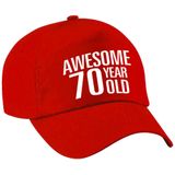 Awesome 70 year old verjaardag pet / cap rood voor dames en heren - baseball cap - verjaardags cadeau - petten / caps