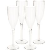 6x stuks onbreekbaar champagne/prosecco glas transparant kunststof 15 cl/150 ml - Onbreekbare champagne glazen/flutes