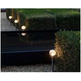 6x Buiten/tuin LED zilveren stekers solar verlichtingen 30 cm ronde bol - Tuinverlichtingen - Tuinlampen - Solarlampen op zonne-energie