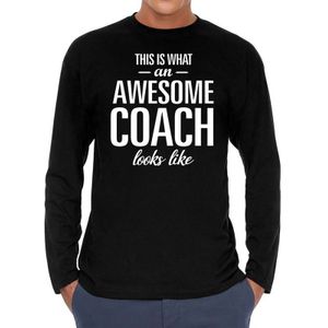 Awesome coach kado shirt long sleeve zwart heren - zwart Awesome coach shirt met lange mouwen - cadeau shirt