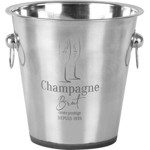 Urban Living Champagne & wijnfles koeler/ijsemmer - zilver - rvs - 22 x 21 cm - De luxe model