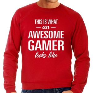 Awesome gamer - geweldige gamers cadeau sweater rood heren - Vaderdag kado trui