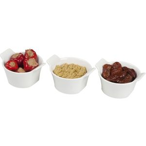 Alpina - 3x Serveerschaaltjes  voor tapas, snacks, sausjes en borrelhapjes wit 9,5 x 4,5 cm