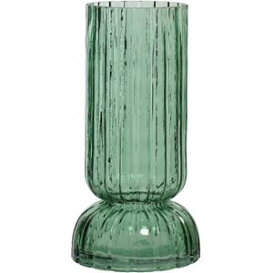 Decoris vaas/bloemenvaas - glas - D13 x H26 cm - groen