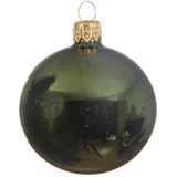 6x Donkergroene glazen kerstballen 6 cm - Glans/glanzende - Kerstboomversiering donkergroen