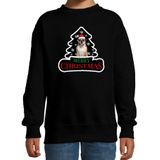 Dieren kersttrui britse bulldog zwart kinderen - Foute honden kerstsweater jongen/ meisjes - Kerst outfit dieren liefhebber